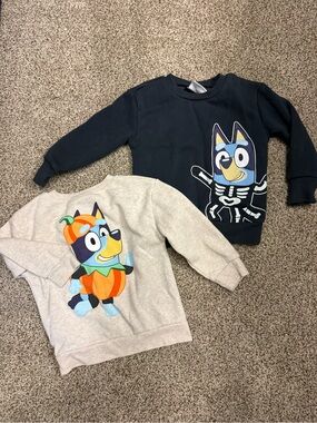 Bluey 2T Graphic Sweatshirts - Navy & Heather with Halloween Print